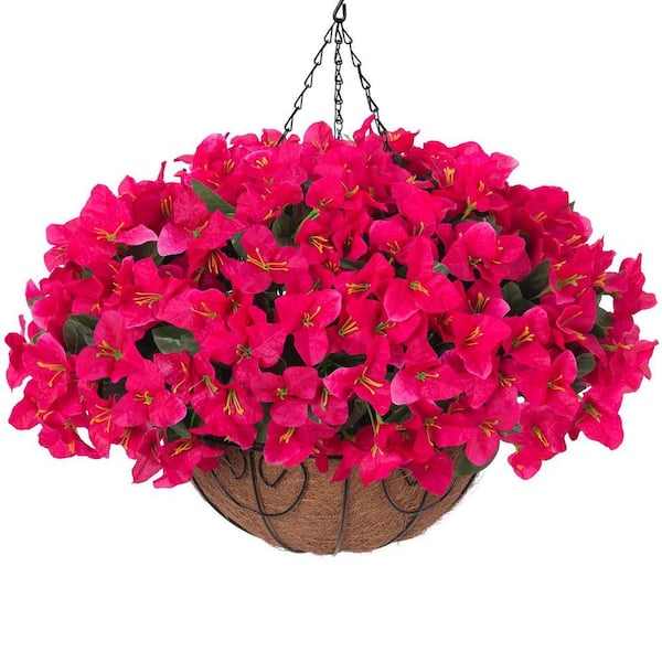 10.6 in. Hot Pink Outdoor Artificial Silk Bougainvillea Flowers in