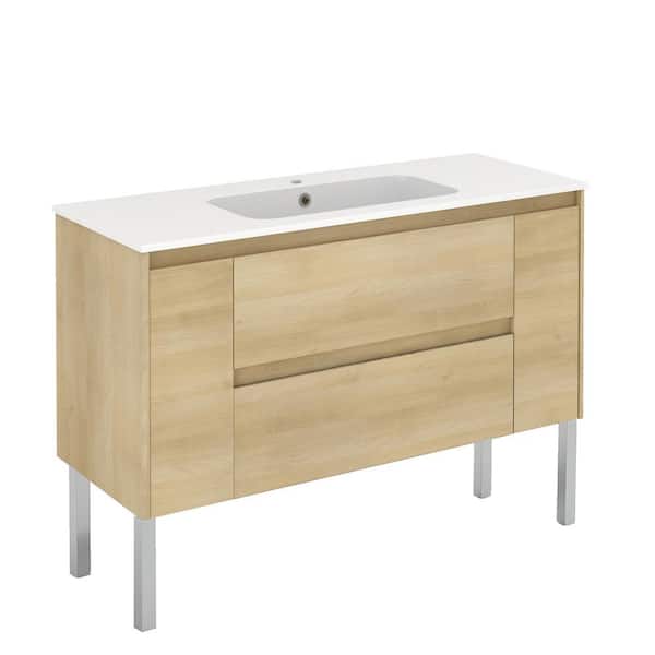 WS Bath Collections Ambra 47.5 in. W x 18.1 in. D x 32.9 in. H Bathroom Vanity Unit in Nordic Oak with Vanity Top and Basin in White