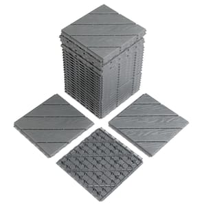 1 ft. x 1 ft. Plastic Composite Deck Tile in Gray (27 per Case)