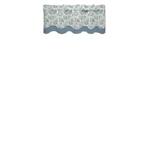 Charmed Life Cornflower Toile Print Cotton 52 in. W x 18 in. L Light Filtering Single Rod Pocket Back Tab Valance