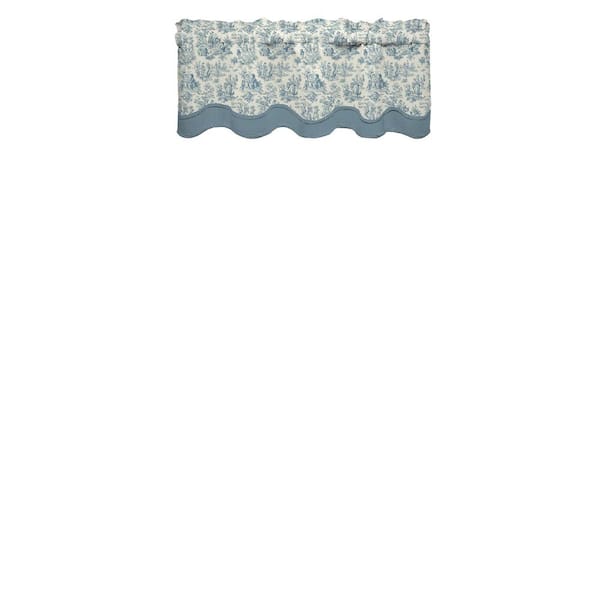 Waverly Charmed Life Cornflower Toile Print Cotton 52 in. W x 18 in. L Light Filtering Single Rod Pocket Back Tab Valance