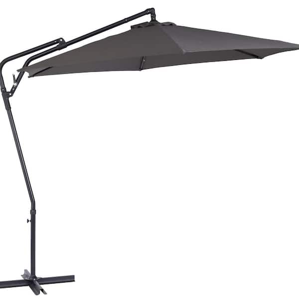 CorLiving Solward 10 ft. Cantilever Tilt Patio Umbrella in Grey
