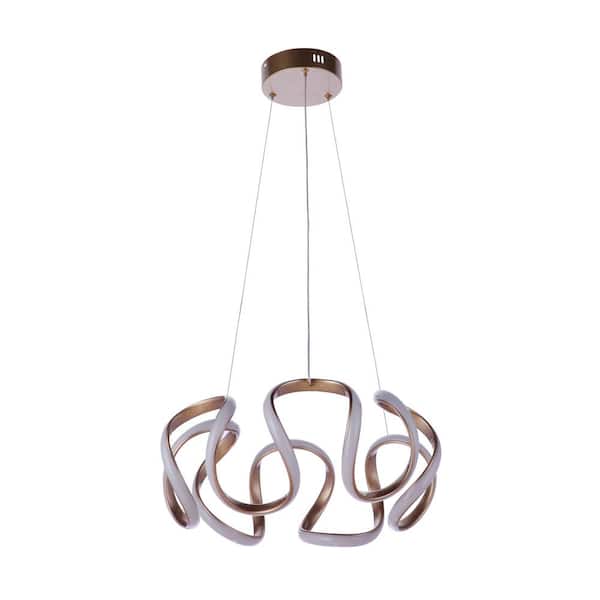 Pulse 34-Watt 1-Light Champagne Brass Finish Dining/Kitchen/Foyer Integrated LED Pendant Light w/Frosted Plastic Shade
