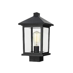 Portland 1-Light Black 14.38 Aluminum Hardwired Outdoor Weather Resistant Post Light Round Fitter with No Bulb Included