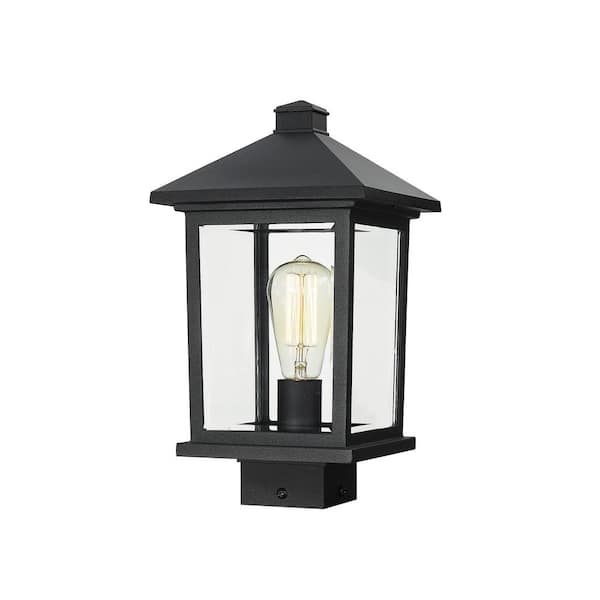 Unbranded Portland 1-Light Black 14.38 Aluminum Hardwired Outdoor Weather Resistant Post Light Round Fitter with No Bulb Included
