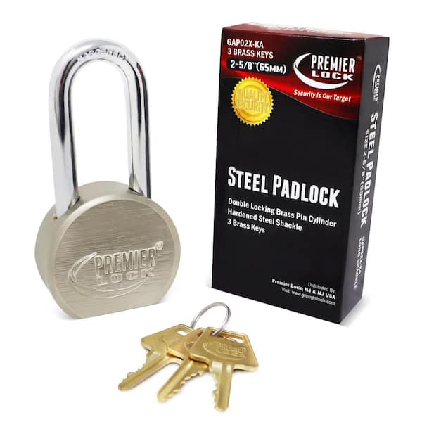 Padlock with Key - 2 Large Heavy Duty Pad Lock 5 Matching Keys - Weatherproof Rust Resistant Steel Brass Keyed Alike Padlocks, Gate Locks for