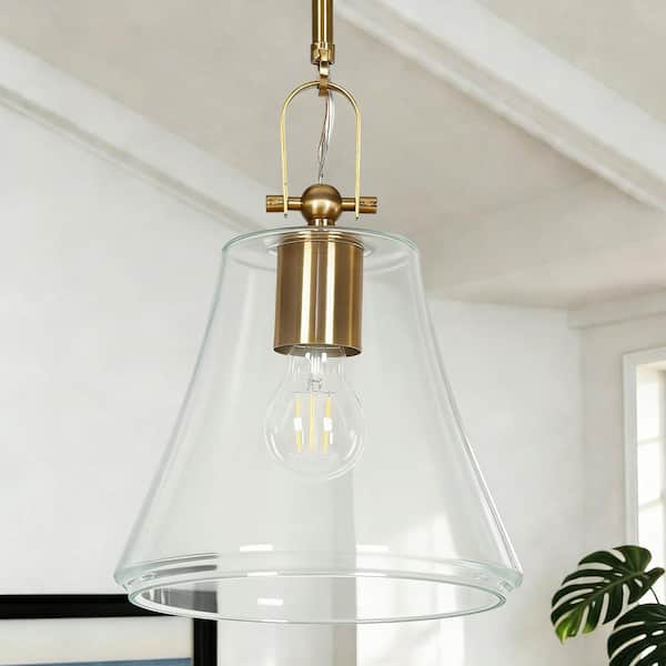 Zevni Mid-Century Modern 1-Light Brass Mini Pendant Light with