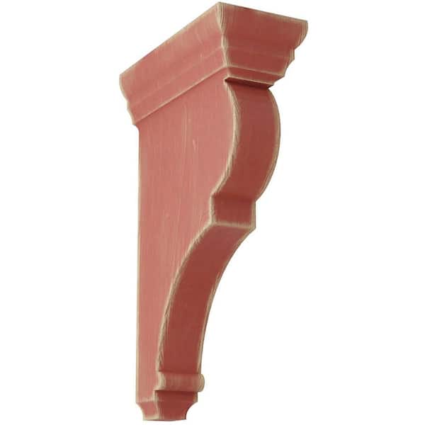 Ekena Millwork 3 in. x 12 in. x 6-1/2 in. Salvage Red Large Rojas Wood Vintage Decor Corbel