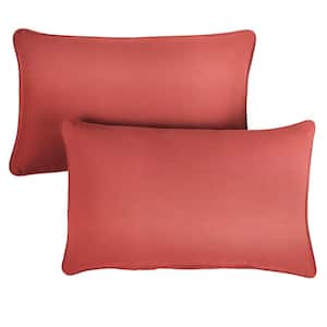 Sunbrella Terra Cotta Rectangular Outdoor Corded Lumbar Pillows (2-Pack)