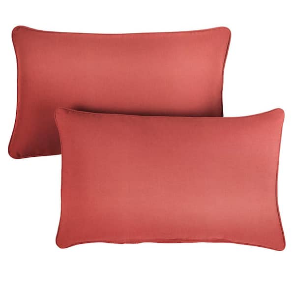 SORRA HOME Sunbrella Terra Cotta Rectangular Outdoor Corded Lumbar Pillows (2-Pack)