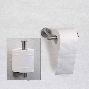 Wall Mounted Single Arm Toilet Paper Holder in Stainless Steel Brushed Nickel (2-Pack)