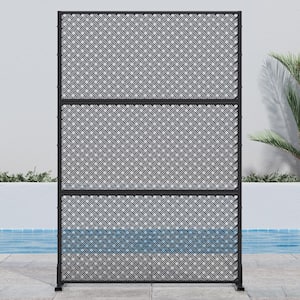 72 in. H x 47 in. W Black Outdoor Metal Privacy Screen Garden Fence Woven Pattern Wall Applique