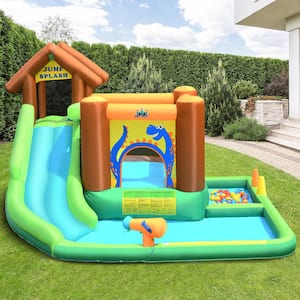 Fabric Inflatable Waterslide Bounce House Climbing Wall without Blower