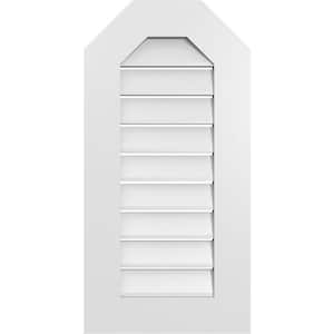 16 in. x 32 in. Octagonal Top Surface Mount PVC Gable Vent: Functional with Standard Frame
