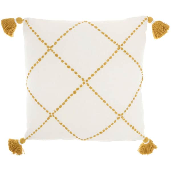 Mina Victory Lifestyles Mustard Yellow Geometric 20 in. x 20 in. Throw Pillow