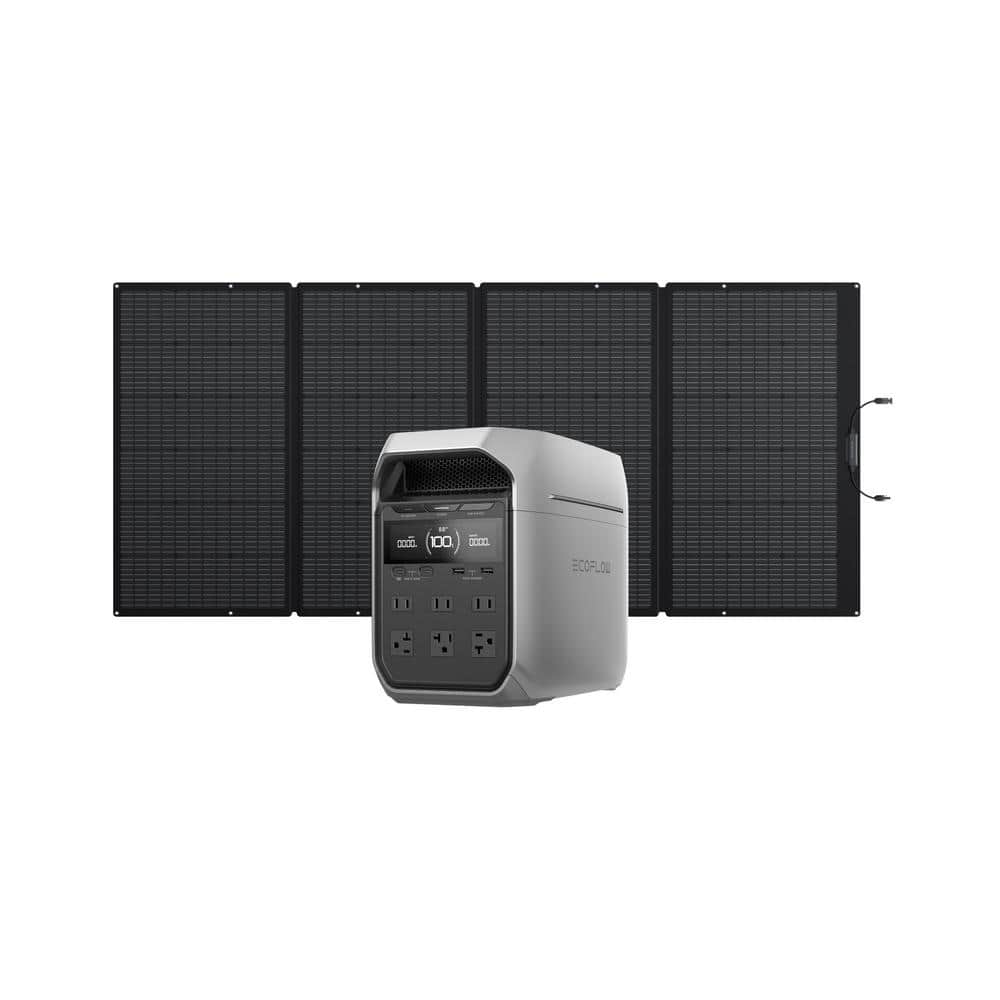 1024Wh DELTA 3 Plus with 400W Portable Solar Panel, 1800W Output/Surge 3600