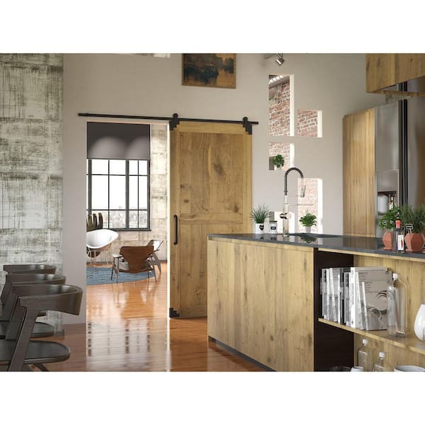 Sheffield Collection 15 1/8 in. (384 mm) Matte Black Steampunk Round Barn Door Pull