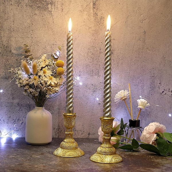 Gold Metal Taper Candle Holder 4-Pack