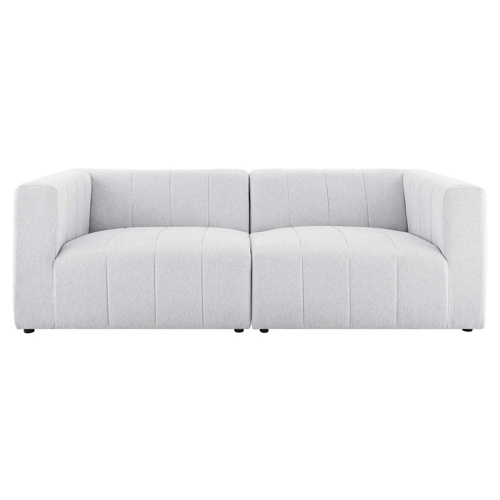 Ivory Channel-Tufted 87" Polyester & Wood 2-Piece Loveseat