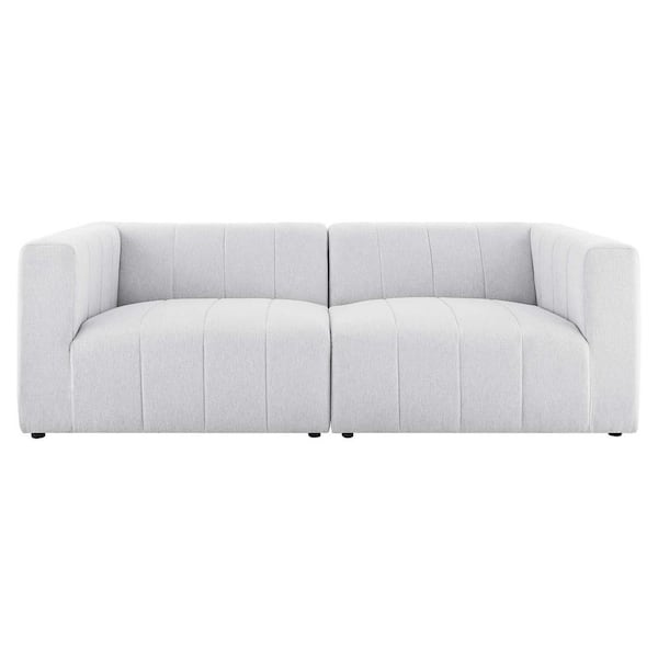 MODWAY Bartlett 87 in. Ivory Fabric 2-Seat Loveseats with No Additional Features