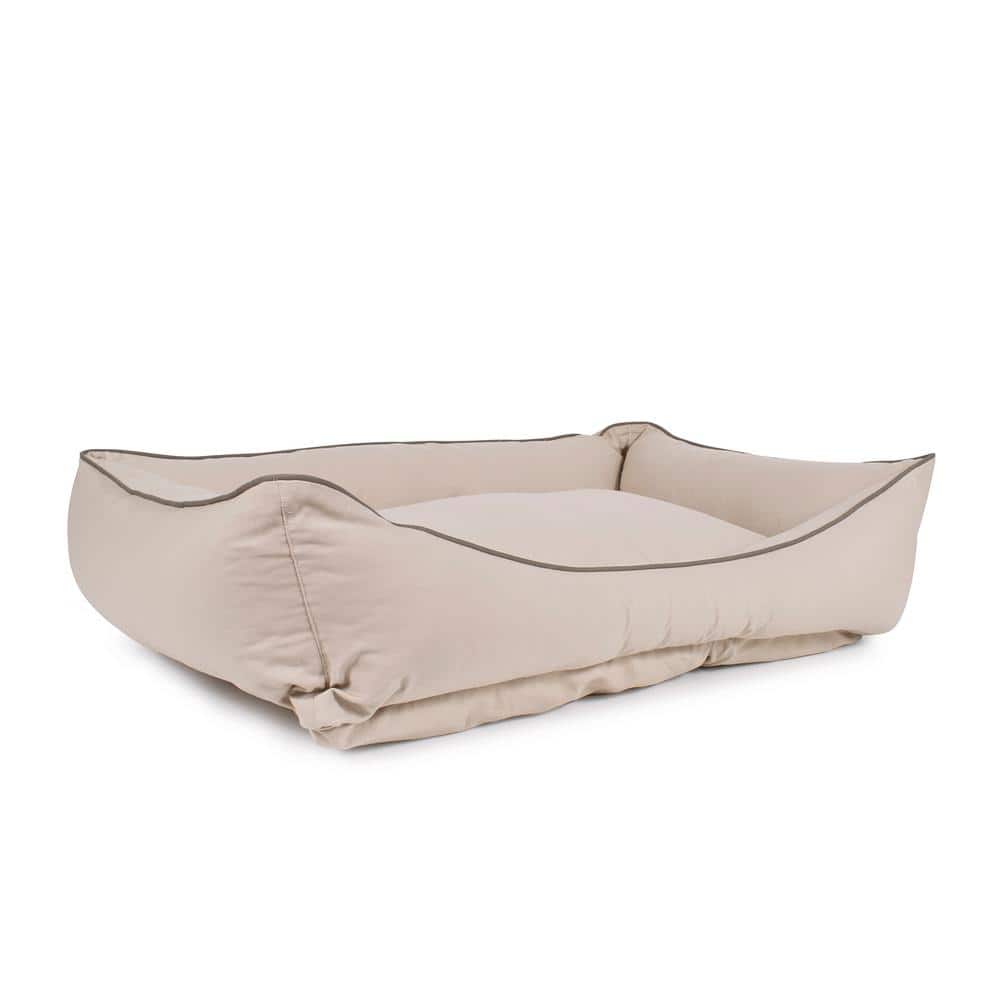 X-Large Khaki Cotton Canvas Orthopedic Elevated Pet Bed
