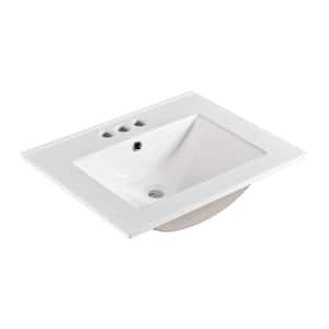 Serik 24 in. Drop-In Ceramic Bathroom Sink in White