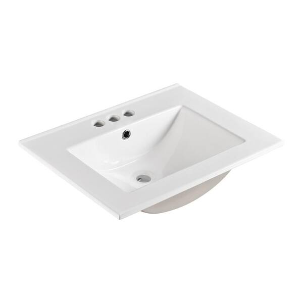 Bellaterra Home Serik 24 in. Drop-In Ceramic Bathroom Sink in White
