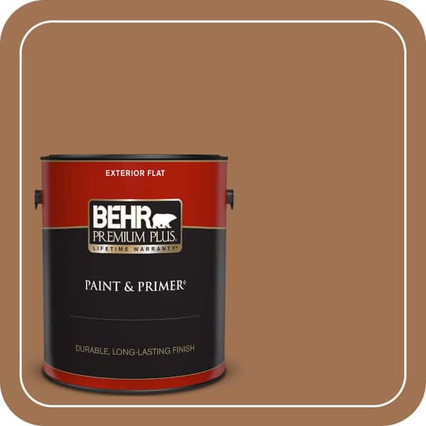 BEHR PREMIUM PLUS 1 gal. #S240-6 Ranch Brown Flat Exterior Paint & Primer