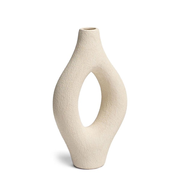 MAVEN LANE Villa Moda Emile Abstract Organic Decorative Modern Vase, Medium, White
