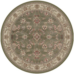 Como Sage 5 ft. Round Traditional Oriental Scroll Area Rug