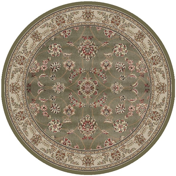 Unbranded Como Sage 8 ft. Round Traditional Oriental Scroll Area Rug