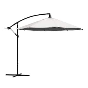 10 ft. Aluminum Offset Hanging Patio Umbrella with Easy Crank Lift in Tan
