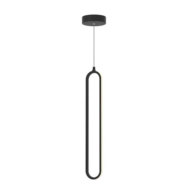 AFX Sienna 19-Watt 1-Light Black Shaded Integrated LED Pendant Light with White Acrylic Shade