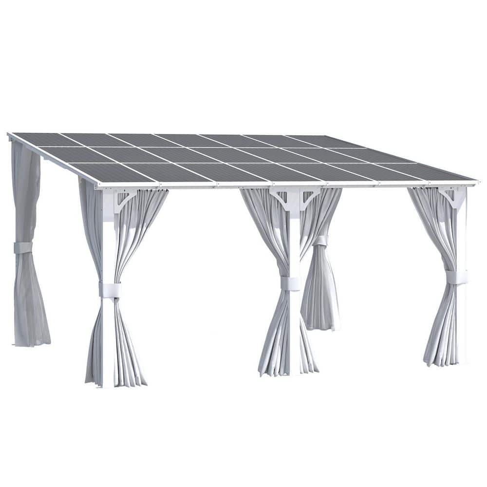 14 ft. x 12 ft. Outdoor Hard Top Gazebo for Patio, Large Wall-Mounted Lean to Pergola with Curtains and Netting, White price history on PriceWatchPro