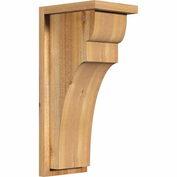Ekena Millwork 8 in. x 10 in. x 22 in. Western Red Cedar Yorktown Rough Sawn Corbel with Backplate