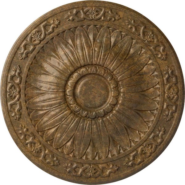 Ekena Millwork 20-1/4 in. x 1-1/2 in. Lunel Urethane Ceiling Medallion (Fits Canopies upto 3-3/4 in.), Rubbed Bronze