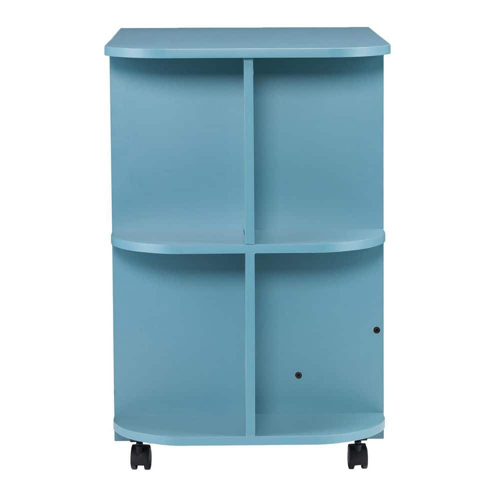 Turquoise Mobile Folding Sewing and Craft Table with Shelves