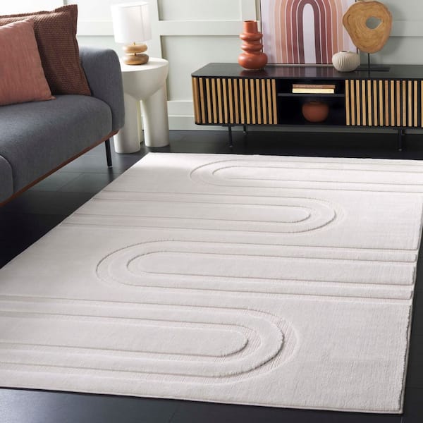 Selena 9 ft. x 12 ft. Ivory Solid Arches Area Rug