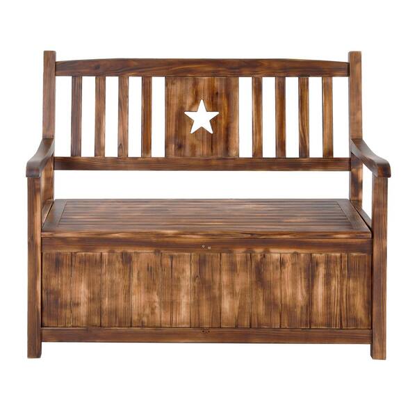 Unbranded 47 in. Outdoor Garden Patio Rustic Entryway Storage Bench in Brown