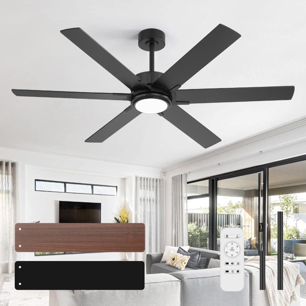60 in. Outdoor/Indoor Black and Walnut 6 Blades Large Ceiling Fan with Lights and Remote price history on PriceWatchPro