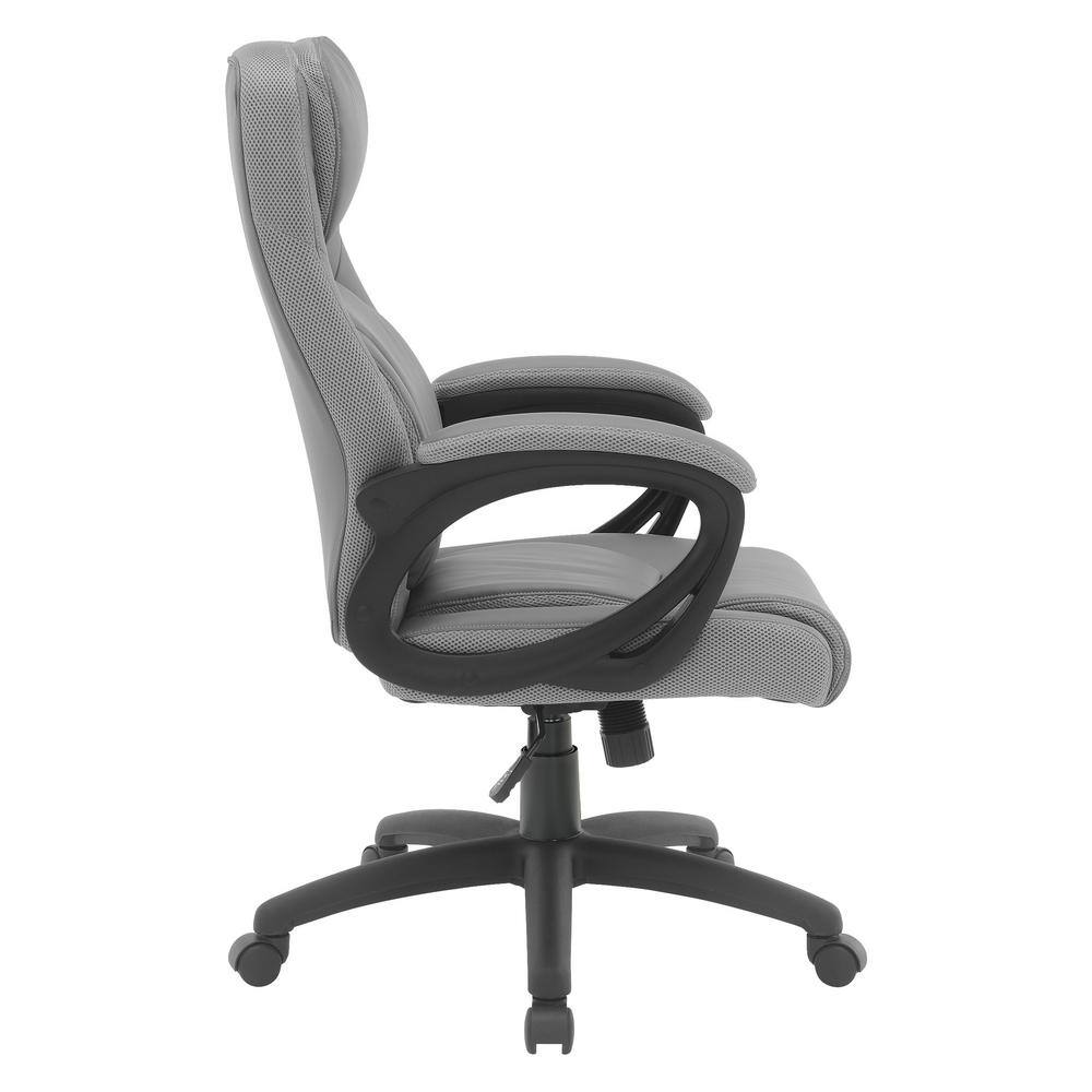 Taupe Faux Leather Executive Swivel Office Chair with Padded Arms