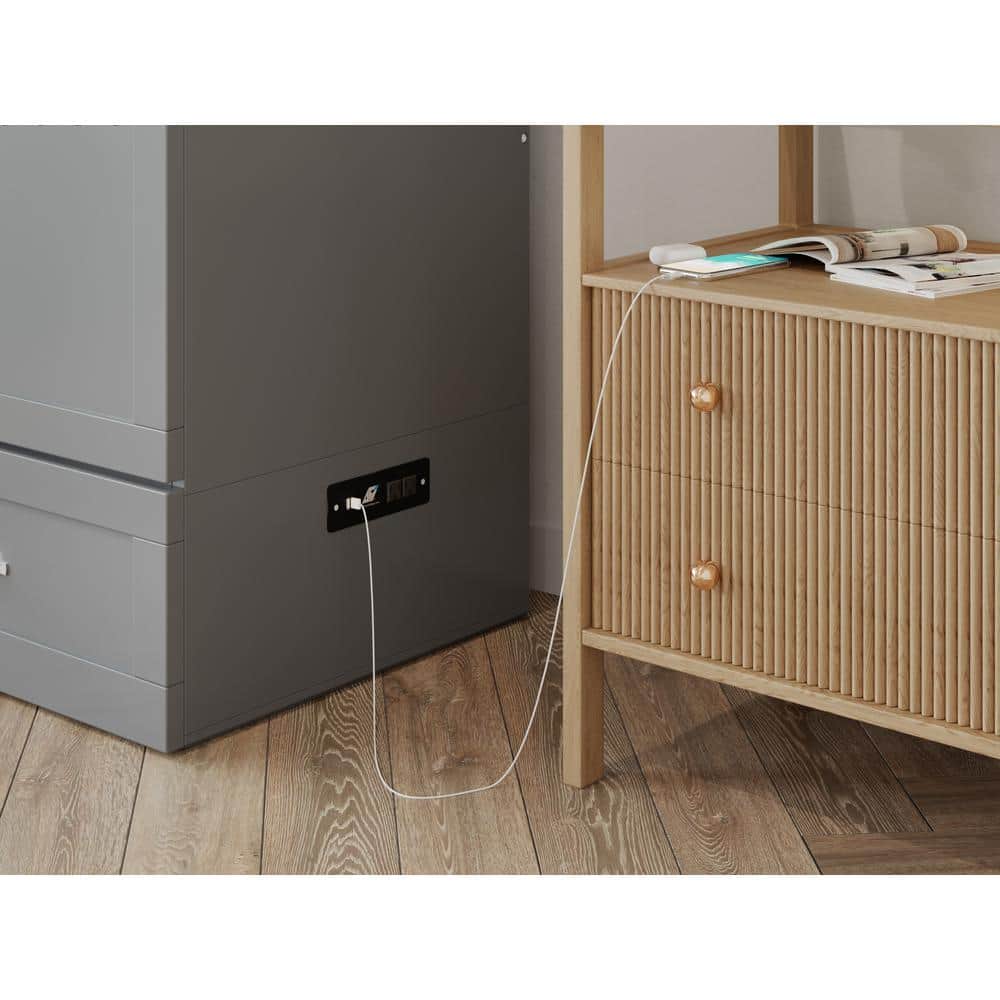 Hamilton Gray Full Murphy Bed Chest with Storage Drawer