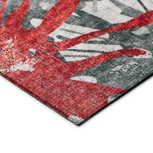 Bravado Red 9 ft. x 12 ft. Geometric Indoor/Outdoor Washable Area Rug