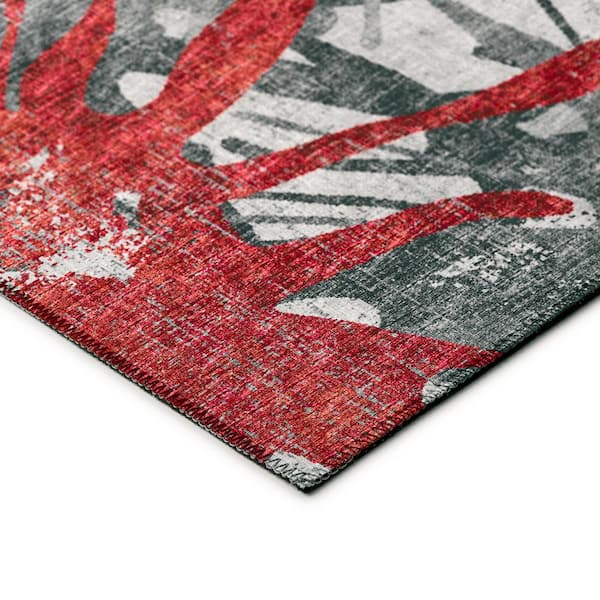 Bravado Red 9 ft. x 12 ft. Geometric Indoor/Outdoor Washable Area Rug