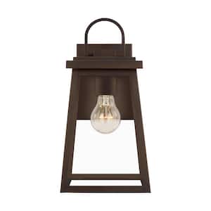 Bihl Medium 1-Light Bronze Transitional Exterior Outdoor Wall Sconce with Clear and White Glass Panels Included