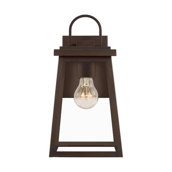 TIELLA Bihl Medium 1-Light Bronze Transitional Exterior Outdoor Wall Sconce with Clear and White Glass Panels Included