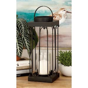 Black Metal Decorative Candle Lantern (Set of 2)