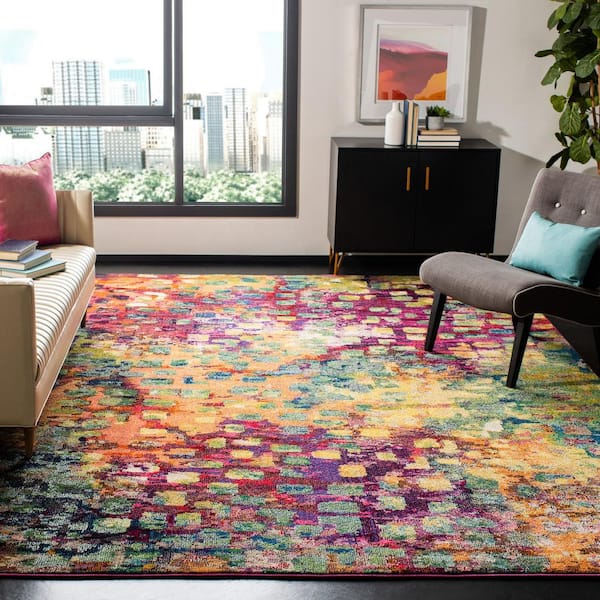 Monaco Pink/Multi 12 ft. x 18 ft. Geometric Solid Color Area Rug