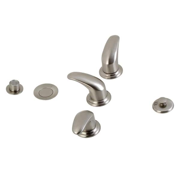 3-Handle Bidet Faucet with Brass Pop-Up in Brushed Nickel