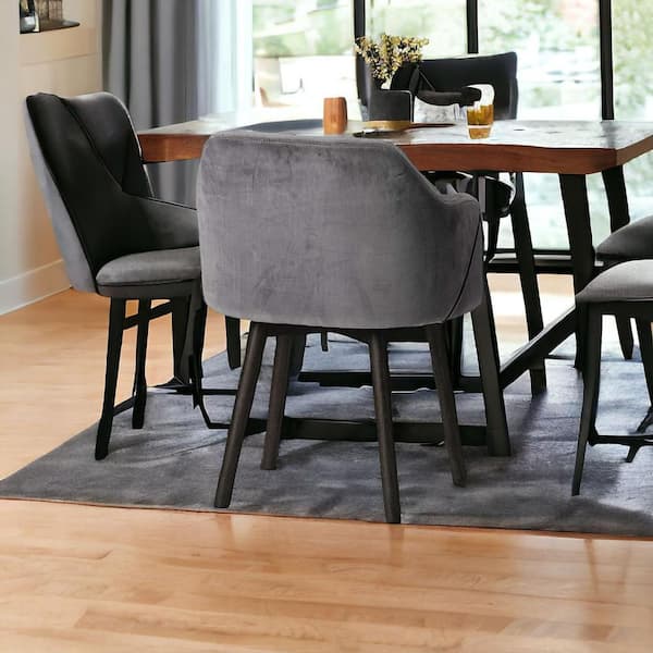HomeRoots Gray And Black Upholstered Fabric Arm Chair
